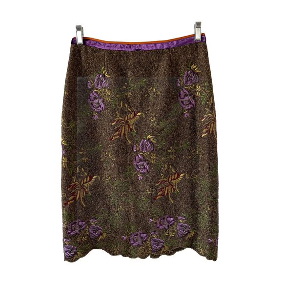 Etcetera Womens Wool Blend Scallop Hem Skirt Size 4 Embroidered Pencil - Picture 1 of 8